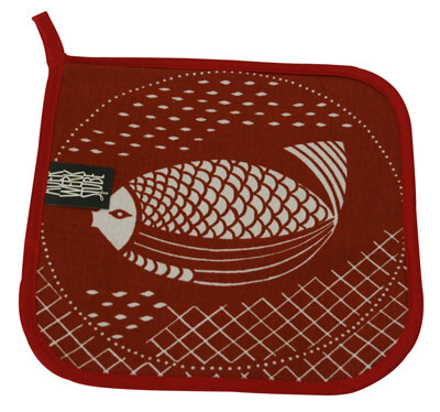 Topflappen &bdquo;Fisch&ldquo; THL 48-2 rot/wei&szlig;