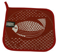 Topflappen &bdquo;Fisch&ldquo; THL 48-2 rot/wei&szlig;
