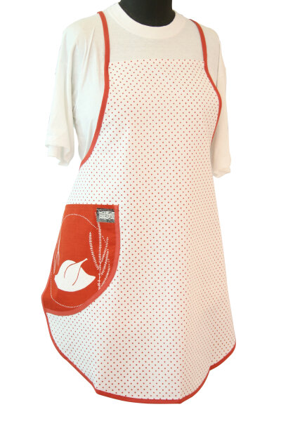 Latzsch&uuml;rze "Tupfen" S 2a-2e Tasche Braten rot/wei&szlig;