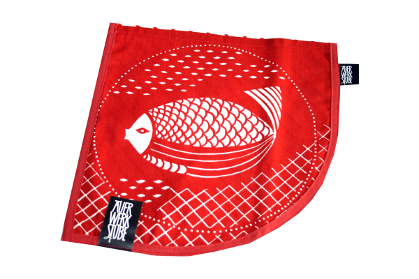 Latzsch&uuml;rze "Tupfen" S 2a-2d Tasche Fisch rot/wei&szlig;