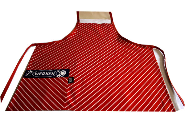 Kindersch&uuml;rze "Werken" KS 6-2 rot/wei&szlig;/blau Gr.116