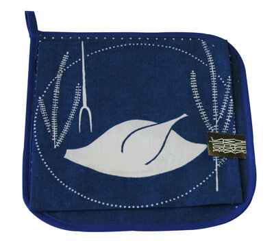 Topflappen &bdquo;Braten&ldquo; THL 48b-1 blau/wei&szlig;