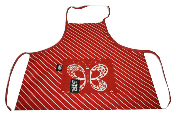 Kindersch&uuml;rze "Schmetterling" KS 4b-2 rot/wei&szlig; Gr.104