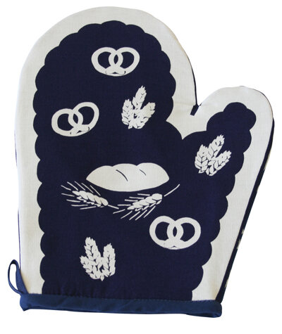 Topfhandschuh &bdquo;B&auml;cker&ldquo; links TH 45c-1 blau/wei&szlig;