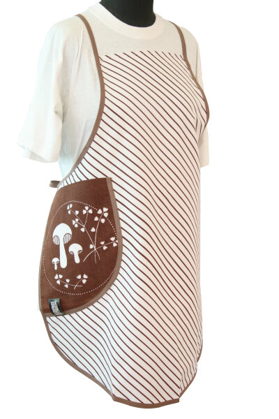 Latzsch&uuml;rze "Schr&auml;gstreifen" S 2b-3c Tasche Pilze  braun/wei&szlig;