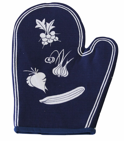 Topfhandschuh &bdquo;Gem&uuml;se&ldquo; links TH 45a-1 blau/wei&szlig;