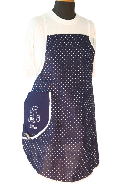 Latzsch&uuml;rze "Punkte" S 4b-1 Tasche Pilze blau/wei&szlig;