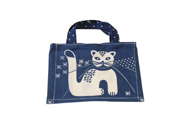 Kindertasche "Katze" KT 1b-1 blau/wei&szlig; 21/17