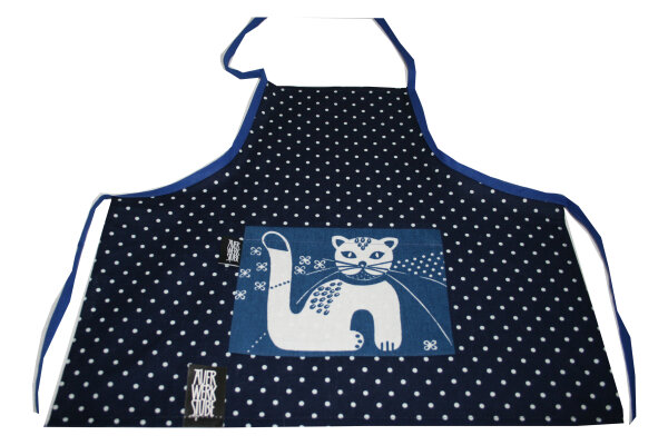Kindersch&uuml;rze "Katze" KS 4a-1 blau/wei&szlig; Gr.104