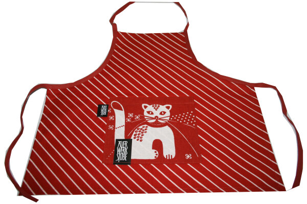 Kindersch&uuml;rze "Katze" KS 4a-2 rot/wei&szlig; Gr.104