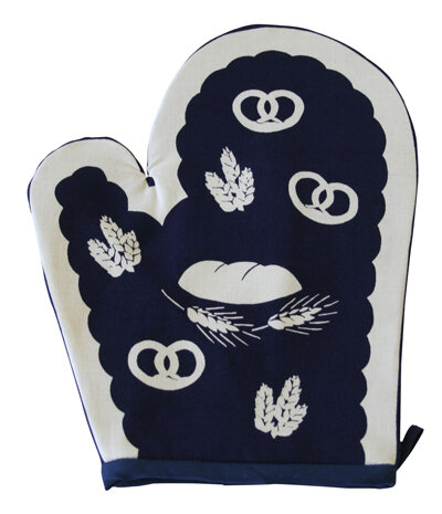 Topfhandschuh &bdquo;B&auml;cker&ldquo; rechts TH 45d-1 blau/wei&szlig;