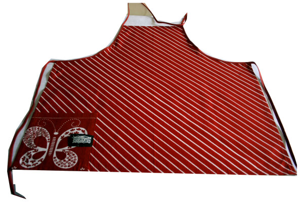 Kindersch&uuml;rze "Schr&auml;gstreifen" KS 6b-2b Schmetterling rot/wei&szlig; Gr.116
